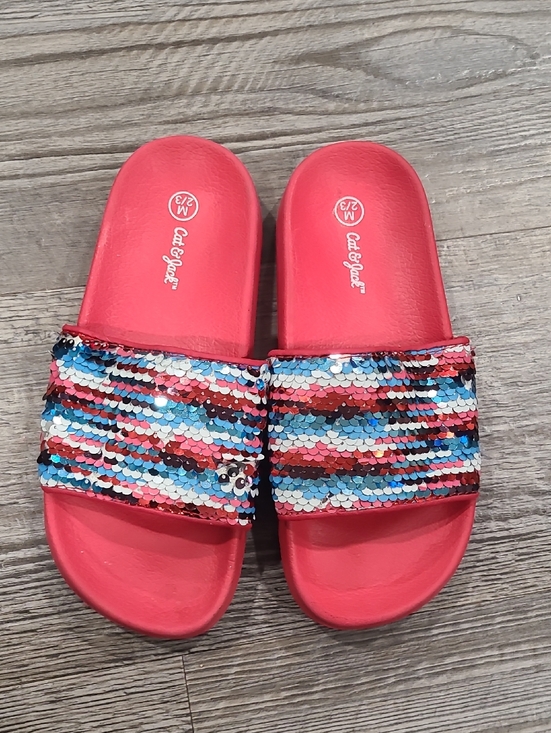 Cat & Jack Other - Cat & Jack Red, White And Blue Flip Sequins Slide Sandals Size Medium 2/3